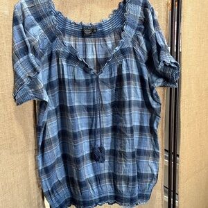 Bay Studio Navy Checkered Blouse
